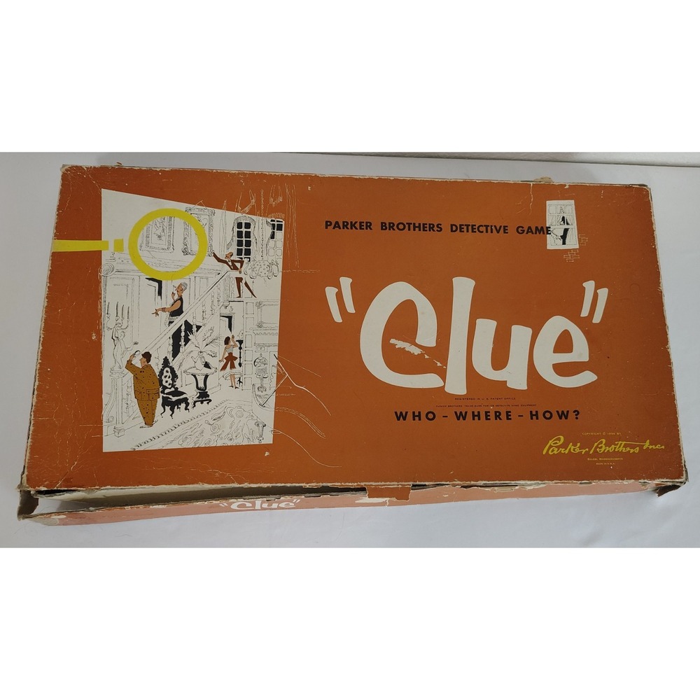 Vintage 1956 Parker Brothers Clue Board Game - Incomplete